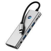 可芝 KERZY 扩展坞九合一带指示灯TYPE-C+usb3.0*1+usb2.0*2+HDMI+SD/TF+PD100W+Audio+C数据