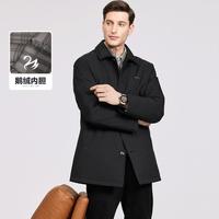 翻领中长款鹅绒风衣男秋冬季保暖商务通勤抗寒鹅绒外套