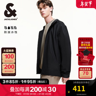 杰克琼斯 杰克·琼斯（JACK&JONES）秋季防泼水面料时尚潮流百搭五色可选连帽夹克外套224321035 黑色E40 常规 黑色E40 175/96A/M