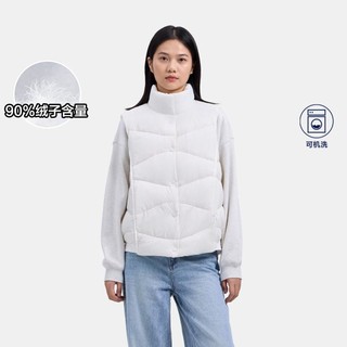 Gap 女装2024秋季款胶印logo纯色立领羽绒马甲可叠穿背心619716