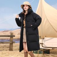 雪中飞 SNOWFLYING女式户外露营运动城市通勤保暖时尚连帽长款羽绒服2024女