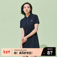 伯希和（Pelliot）休闲POLO衫女短袖夏季透气针织翻领跑步运动T恤 藏蓝色 2XL XXL