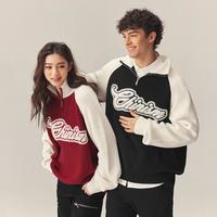 【新年新衣】立领半开襟字母刺绣毛衣青少年冬季翻领针织衫款