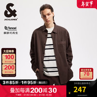 杰克琼斯 杰克·琼斯（JACK&JONES）杰克琼斯秋季款男士长袖衬衫翻领宽松含棉纯色贴袋开衩底摆上衣男 巧克力棕色E09 巧克力棕色E09 180/100A/L