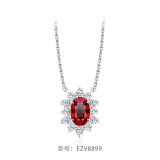 周大福 CHOW TAI FOOK ENZO 18K金红宝石钻石项链女EZV8899礼物