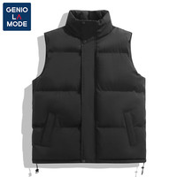 GENIOLAMODE森马集团马甲男女秋冬季外套纯色立领坎肩简约保暖加绒背心装 黑色 M