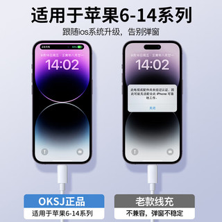 OKSJ适用于苹果数据线快充电线 iPhone14/13/12/11Pro/Pro Max/Xs/ipad手机平板车载【2条1.5米】 
