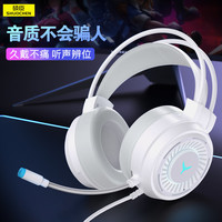 硕臣 电脑耳机头戴式耳麦网吧台式笔记本降噪麦克风绝地求生游戏吃鸡听声辩位电竟有线音乐LOL手机 白色无光版【台式/双孔笔记本】通用 黑色彩光【7.1声道USB飞翼电竟版】