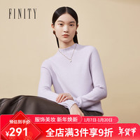 菲妮迪（FINITY）菲妮迪针织衫2024冬季简约风丝带领时尚休闲减龄上衣女 浅紫色 XL