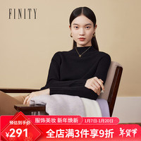 菲妮迪(FINITY)菲妮迪针织衫2024冬季简约风丝带领时尚休闲减龄上衣女 黑色 M