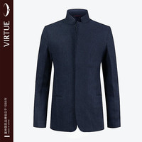 富绅(Virtue)富绅羊毛立领夹克男秋冬暗门筒拦链外套毛呢款茄克 黑色JD807HM 46