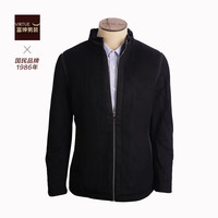 富绅富绅行政立领羊毛夹克外套男春秋款干部中年商务成熟稳重男 黑色FMJ73007-001 54