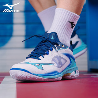 美津浓（MIZUNO）WAVE CLAW鹰爪3专业羽毛球鞋男女款比赛鞋轻量减震防滑运动鞋 白蓝 WAVE CLAW NEO 3 37 =235mm