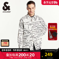 杰克琼斯 杰克·琼斯（JACK&JONES）BSQ秋季灯芯绒肌理涂鸦纯棉宽松长袖衬衫男款224305032 雪白色 常规 175/96A/M