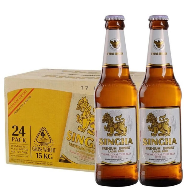 胜狮 SINGHA 泰国原装进口啤酒5度 整箱装过年聚会 5/6月生产 瓶装 330mL 24瓶