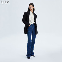 丽来 LILY 春新款女装质感羊毛复古双排扣通勤西装外套 510黑 M