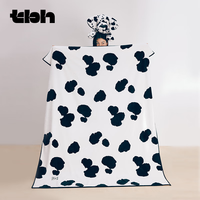 野兽派家居熊猫嘭嘭法兰绒毯客厅沙发毯子办公室午睡毯空调毯 熊猫嘭嘭法兰绒毯 斑点狗 150×200cm
