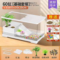 添悦乌龟饲养缸家用带晒台爬台养龟箱客厅生态造景塑料小鱼缸耐摔 【特大号】+晒台+绿植