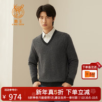 鹿王（KING DEER）【24秋冬新款】100%山羊绒衫男士针织衫V领商务通勤休闲百搭