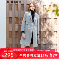 圣迪奥 S.DEER sdeer圣迪奥2021冬季西装领双排扣长款毛呢大衣女装绵羊毛S21461809