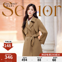 秋水伊人中长款气质双面呢大衣冬季高级感小个子毛呢外套 咖啡 M