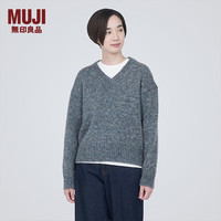 無印良品 MUJI（無印良品 ） 女式 羊毛混纺 V领毛衣 长袖针织衫 女装 上衣 BA1O0A3A 炭灰色 L （165/88A） L 165/88A