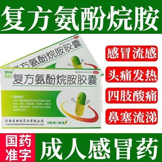 [镇南王] 复方氨酚烷胺胶囊 10粒/盒 速效感冒药流感头痛发热鼻塞打喷嚏感冒药 1盒