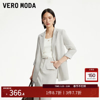 VEROMODA西装外套套装女2024春夏直筒翻领一粒扣七分袖简约通勤百搭 S71矿石灰色加花色-上装 165/84A/M