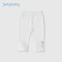 JELLYBABY【时尚印花打底裤】2024年春季春装儿童女童长裤裤子 米白 90