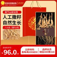 仙草至尊 XIANCAOZHIZUN 人参长白山约10年整枝林下山参50克 生晒干人参野山参礼盒泡酒煲汤