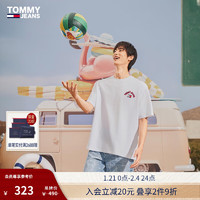 TOMMY JEANS 24春夏男装纯棉潮流拱形刺绣短袖T恤00938 白色YBR M（：135-150斤）