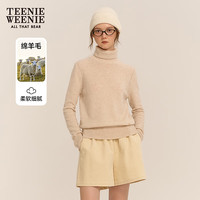 Teenie Weenie小熊高领毛衣2024年秋冬简约慵懒风针织衫 燕麦色 XS (155)
