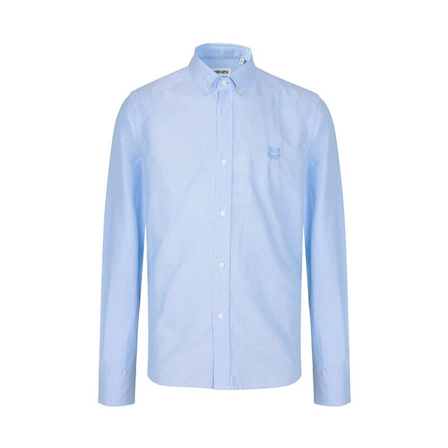 KENZO 高田贤三（KENZO）奢侈品男装 男士虎头LOGO时尚休闲简约衬衫新年礼物10538 天蓝色
