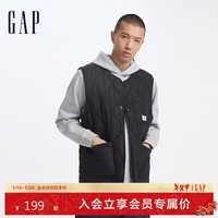 GAP男装2024秋季波浪绗线口袋马甲轻薄保暖简约棉背心619671 黑色 XL (180/100A亚洲尺码)