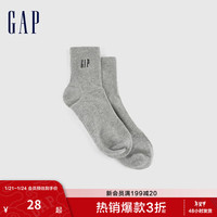 Gap男装秋季款LOGO罗纹针织休闲中筒袜837325透气吸汗及踝袜 灰色 1双 均码