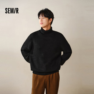 森马（Semir）毛衣男高领内搭2024冬季毛衫肌理感绞花打底衫针织衫109724107104 黑色90001 XXL