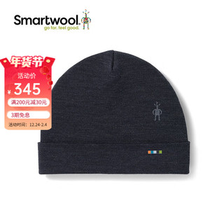 SMARTWOOL100%美利奴羊毛帽户外保暖帽双面翻边羊毛帽可机洗W956 木炭黑W956款式003 通用尺码