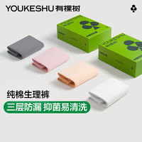 有棵树 YOUKESHU女士内裤女抗菌棉底裆生理期裤女月经期防漏高腰卫生裤三角短裤 肤色+深灰+白色+浅粉 M