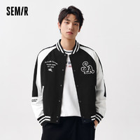 森马（Semir）夹克男2024春季插肩袖外套百搭时尚刺绣潮101124108101 黑色调00399 3XL