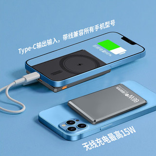 勒盛【3C认证 所有手机能充】磁吸无线充电宝 20000毫安苹果 iPhone16/15MagSafe外接电池超薄移动电源 顶配版太空灰—2万毫安—欧盟电芯