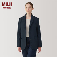 MUJI 无印良品（MUJI）女式 起毛 西装领夹克 女外套秋冬款 女装 BD0ZDC4A 深藏青色 L 165/88A