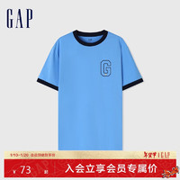 Gap 男女装2024夏季新款logo撞色领袖口短袖T恤简约上衣502314