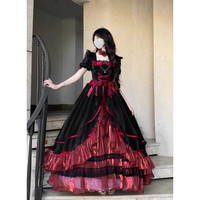 创京懿选成人礼洛丽大裙子lolita高贵成人礼花嫁礼服穿搭在逃公 黑红色连衣裙 S