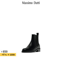 Massimo Dutti 折扣升级2025女鞋平底时尚切尔西短靴11186250 黑色 38