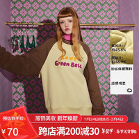 GREEN BELT 美式复古休闲卫衣圆领文艺女logo刺绣拼接套头