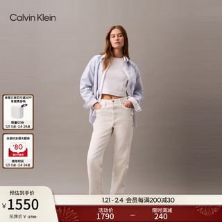 Calvin Klein 卡尔文·克莱恩 CK Jeans25春夏新款女士美式复古微弹高腰直筒白色牛仔裤47B905G UN6-牛仔白 26