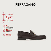 Salvatore Ferragamo 菲拉格慕 男士棕色Gancini扣饰莫卡辛鞋 0769879_3E _ 95/43.5 礼物送男友