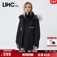 金羽杰 LINC Chic 冬季新潮大毛领羽绒服女中长款带帽派克服女保暖防寒服Y21603206