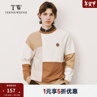 Teenie Weenie Men小熊男装圆领撞色卫衣秋装休闲宽松套头上衣 象牙白 180/XL