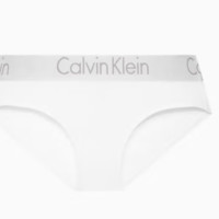 Calvin Klein 卡尔文·克莱恩 提花腰边棉质微弹半包臀防夹臀内裤女QP1280O 100-月光白 1条 M